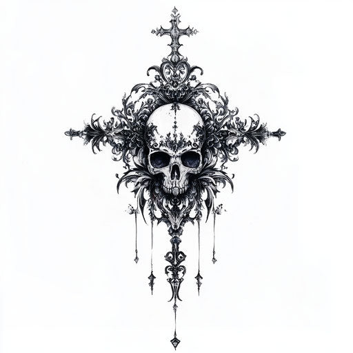 Flat Constantine tattoo sketch with dark gothic theme