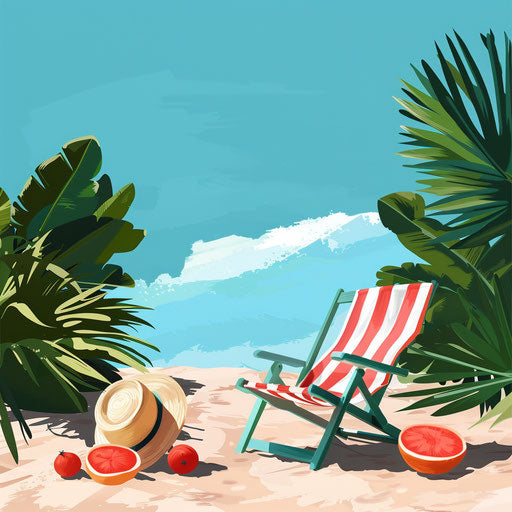 Summer clipart in photo realistic style with flat random background