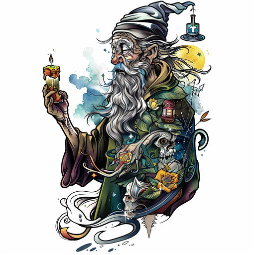 The Hermit tarot card in a surrealist style