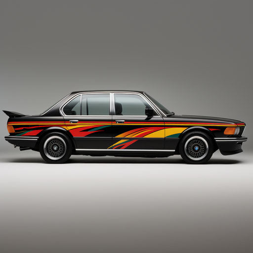 Classic BMW 7 Series Custom designed decals following the contours of the car