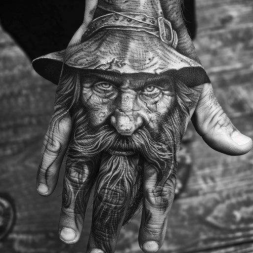 Hand tattoo designs of a wizard, Peter Jackson style