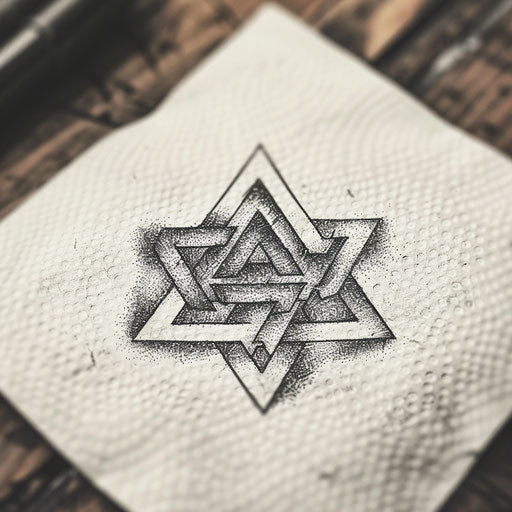 Elegant stippling tattoo sketch of a Valknut