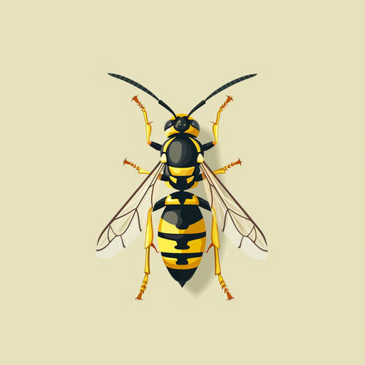 Realistic wasp illustration with flat random background