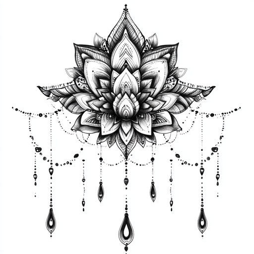 Beautiful flat tattoo sketch for sternum tattoo women