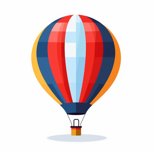 Minimalist hot air balloon illustration on a white background
