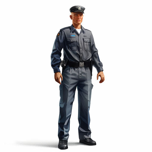 Photo realistic security guard clipart with flat background