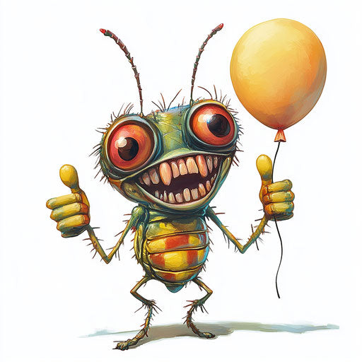Humorous caricature of a firefly with human characteristics
