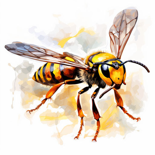 Impressionistic Art depiction of a wasp on white background