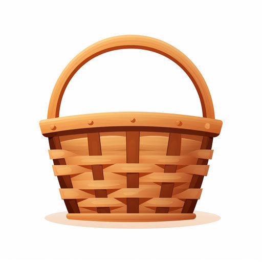 Minimalist-style basket illustration, on white background