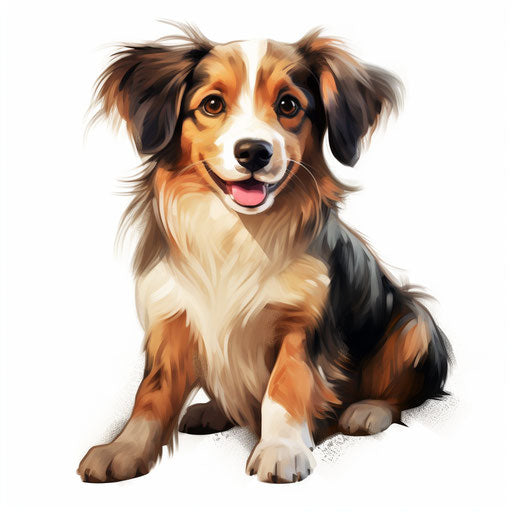 Cute dog illustration in the style of Oil painting, on white background