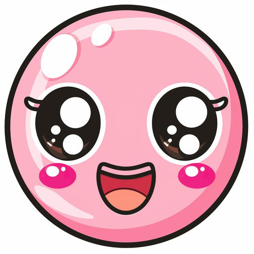 Pink circle with eyes and mouth, cute clipart style