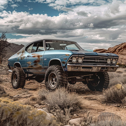 1969 Chevrolet Chevelle SS rugged off-road with raised suspension and heavy-duty tires