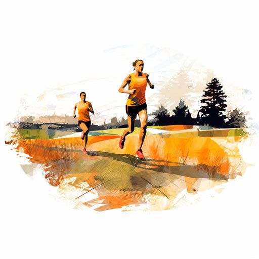 Rural landscape illustration in the style of Impressionistic Art, on white background