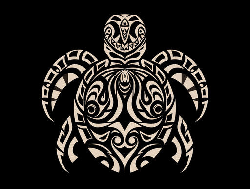 Turtle tribal tattoo, elegant design on white and black background
