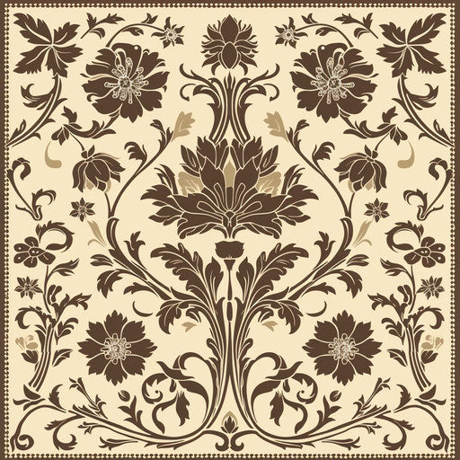 Ornate floral motifs in traditional ink painting style