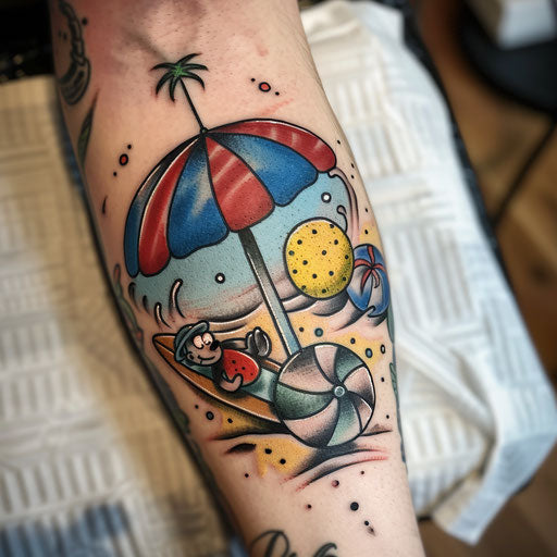 Beach Tattoo Vector Art