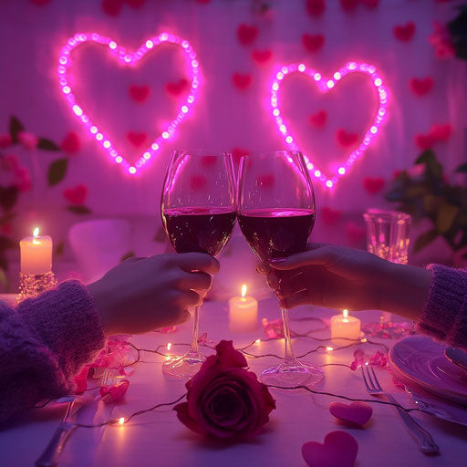 Love and romance at Valentine's Day table