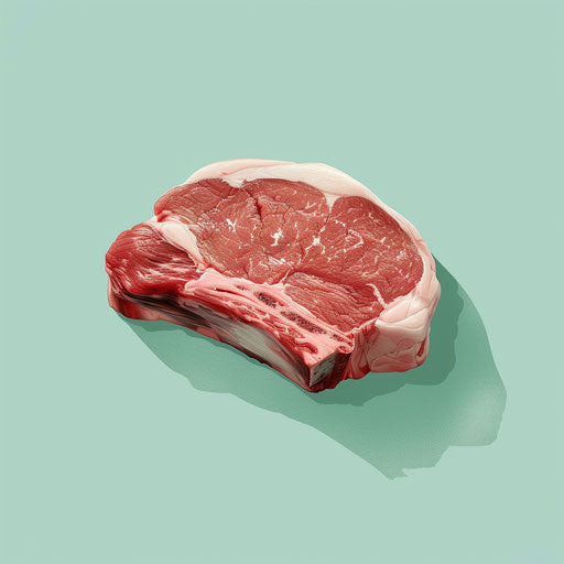 Realistic meat clipart on flat, serene aqua background