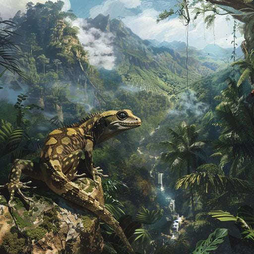 Gecko lizard in a majestic mountainous jungle