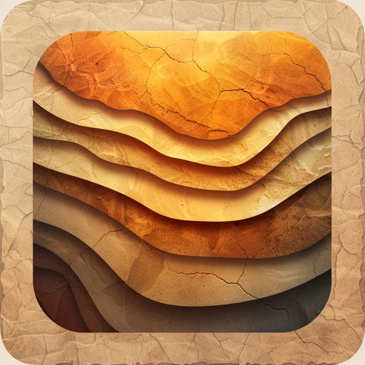 Handcrafted app logo with earthy tones and natural texture background