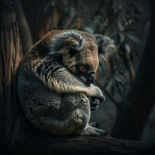 Koala in contemplative pose, peaceful and serene