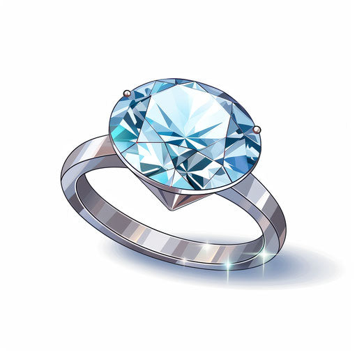 Illustration of a diamond ring in the style of Chiaroscuro Art, on white background