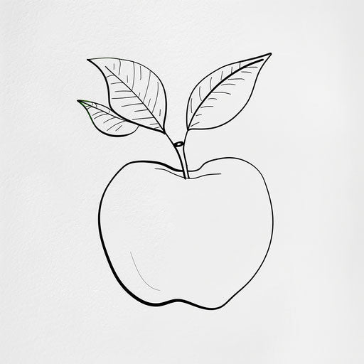 Minimalist apple on white background with green leaf