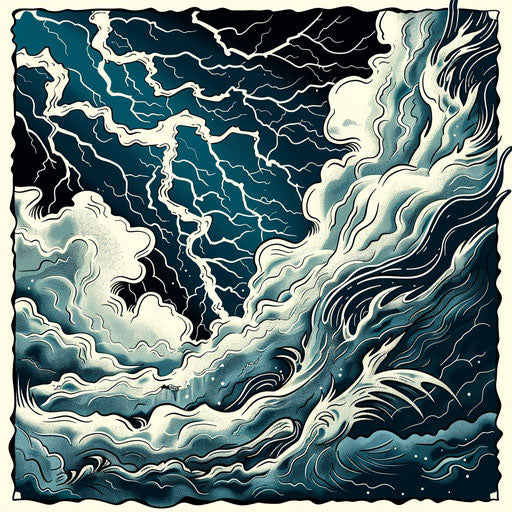 Bold sketch of a storm in flat clipart style
