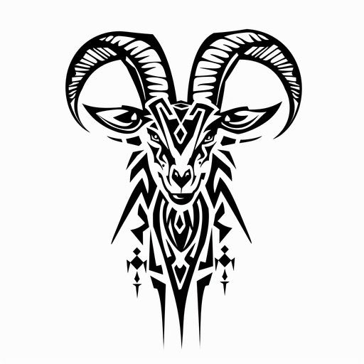 Tribal goat tattoo illustration
