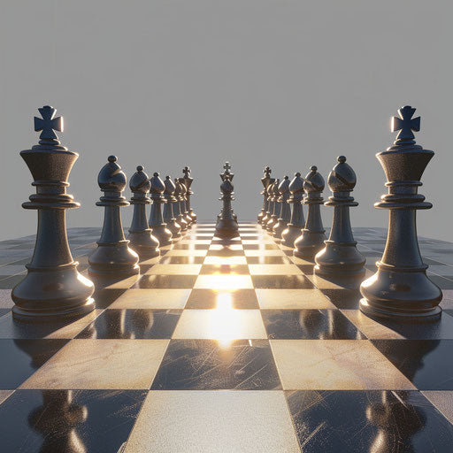 Chess game on random background with ethereal glow