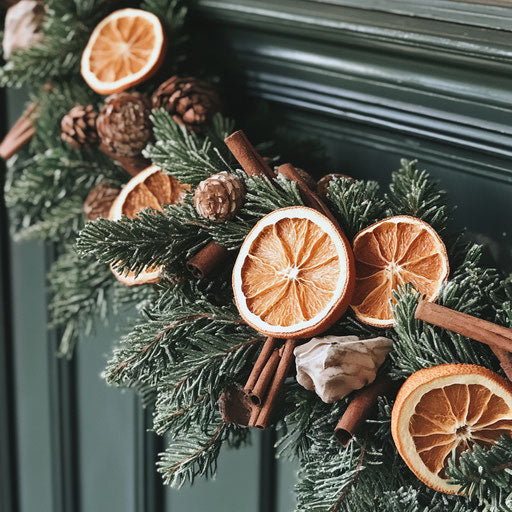 Handmade Christmas garland with dried orange slices