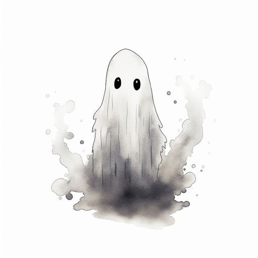 Ink drawing of animated ghost in GIF style