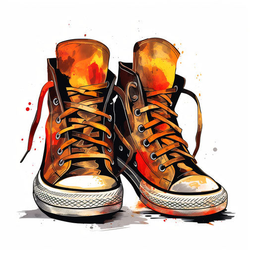 Shoes clipart in the style of Chiaroscuro Art, on a white background
