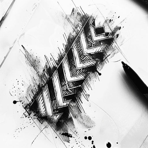 Dynamic flat tattoo sketch of a wrist band