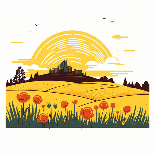 Minimalist field clipart on white background