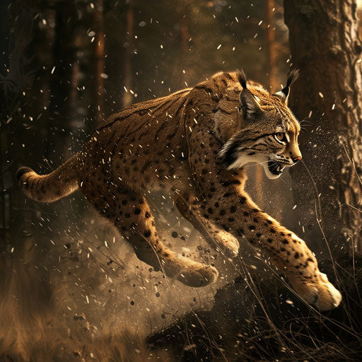 The predatory lynx in hunt