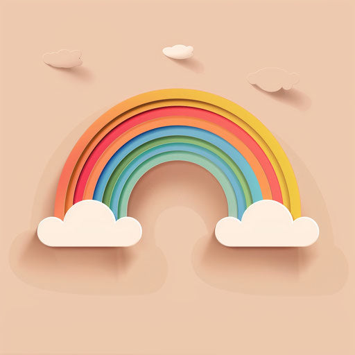 Rainbow clipart with flat random background, realistic design