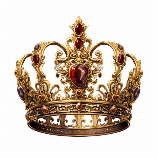 Queen crown in Chiaroscuro Art style, on white background