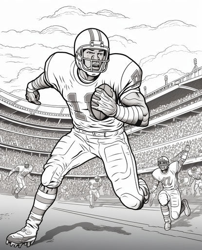 American football players coloring pages, comic art style