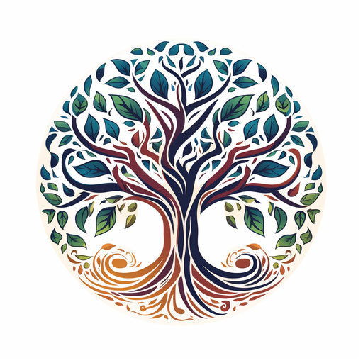 Tree of life clipart in Minimalist style on white background