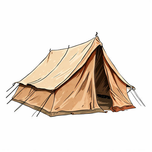 Tent clipart in the style of Chiaroscuro Art, on a white background