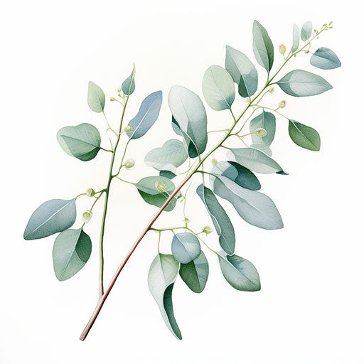 Eucalyptus clipart in the style of Oil painting