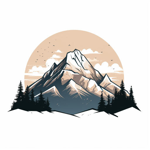 Minimalist style mountain clipart on white background