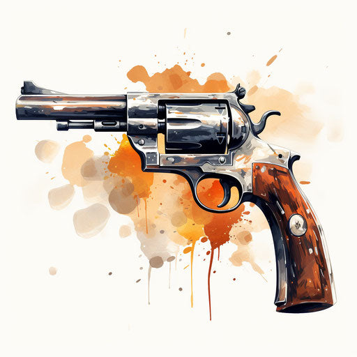 Gun clipart in the style of an oil painting
