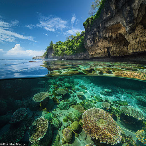 Uluwatu Beach, Indonesia with intricate coral reefs visible
