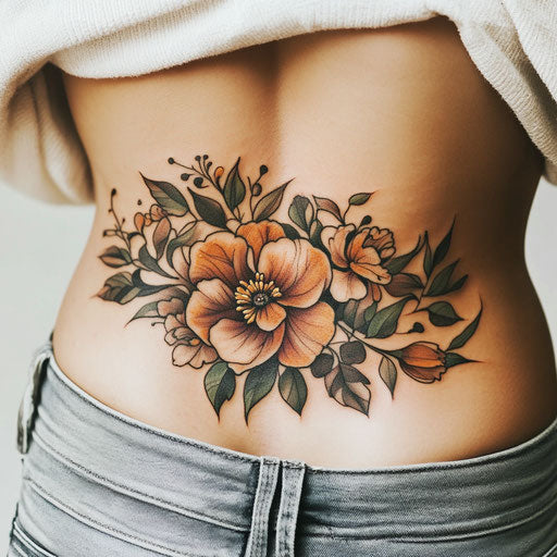 Lower back tattoos for women on a Pure White Background