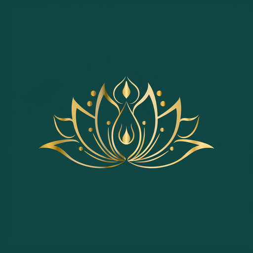 Beauty logo with a stylized lotus design and a pale green background