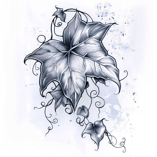 Art nouveau ivy leaf tattoo on white background