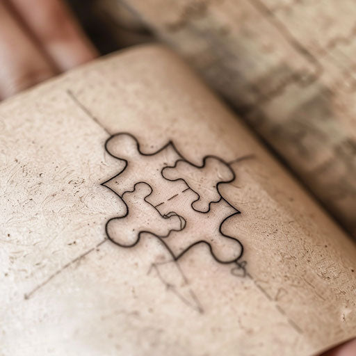 Delicate puzzle piece tattoo in fine line art style