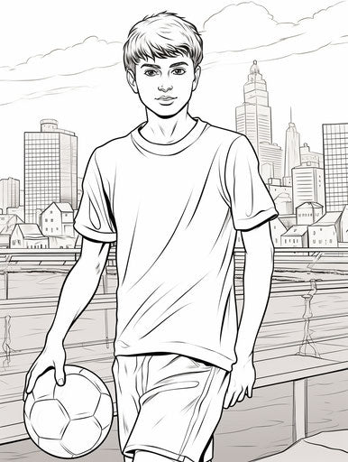 Amazing soccer child with a soccer ball coloring pages